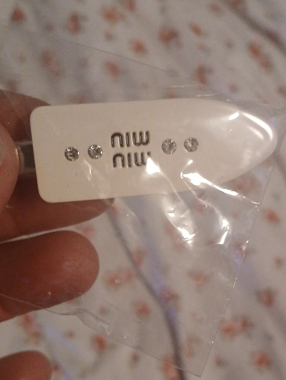 Miu Miu Clear Crystal Hair Clip. Pale Pale Yellowish Color.